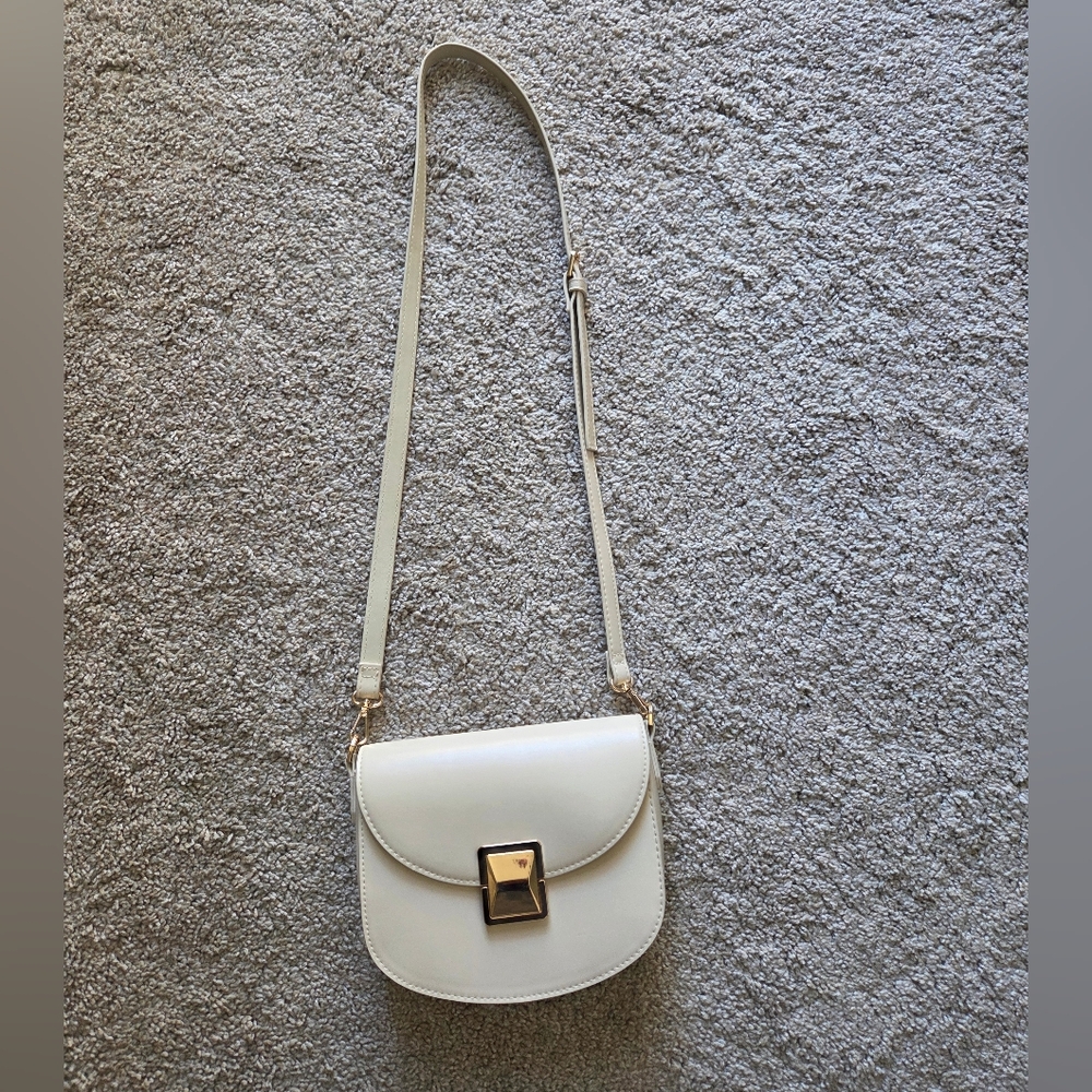 H&M Cream Crossbody Bag with Gold Accent